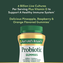 Nature's Bounty gomita aislada resaltando forma y color beneficios