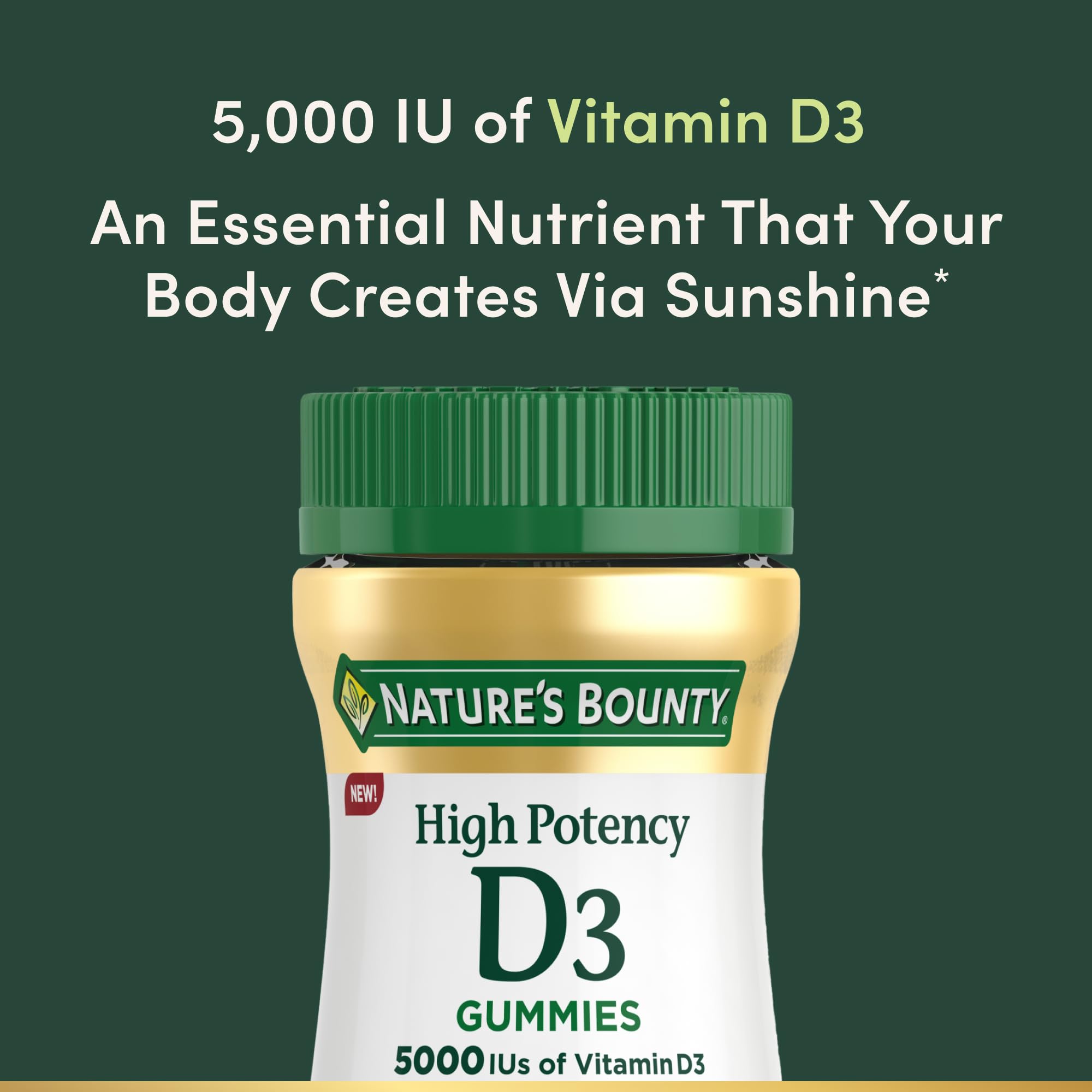 Gomita Nature's Bounty en mano para comparar tamaño y facilitar la toma diaria