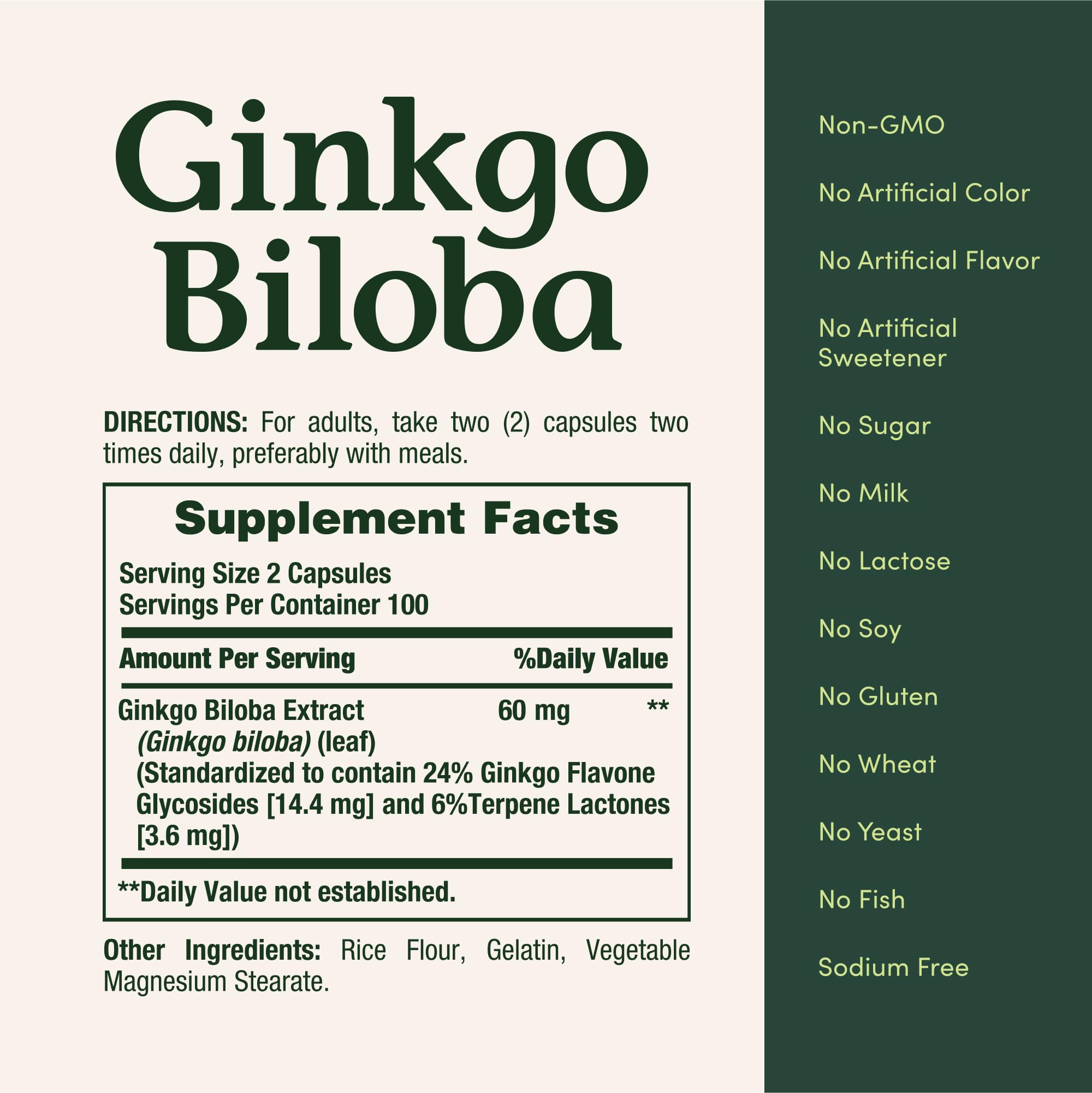 Nature's Bounty hojas de ginkgo representando origen herbal y pureza
