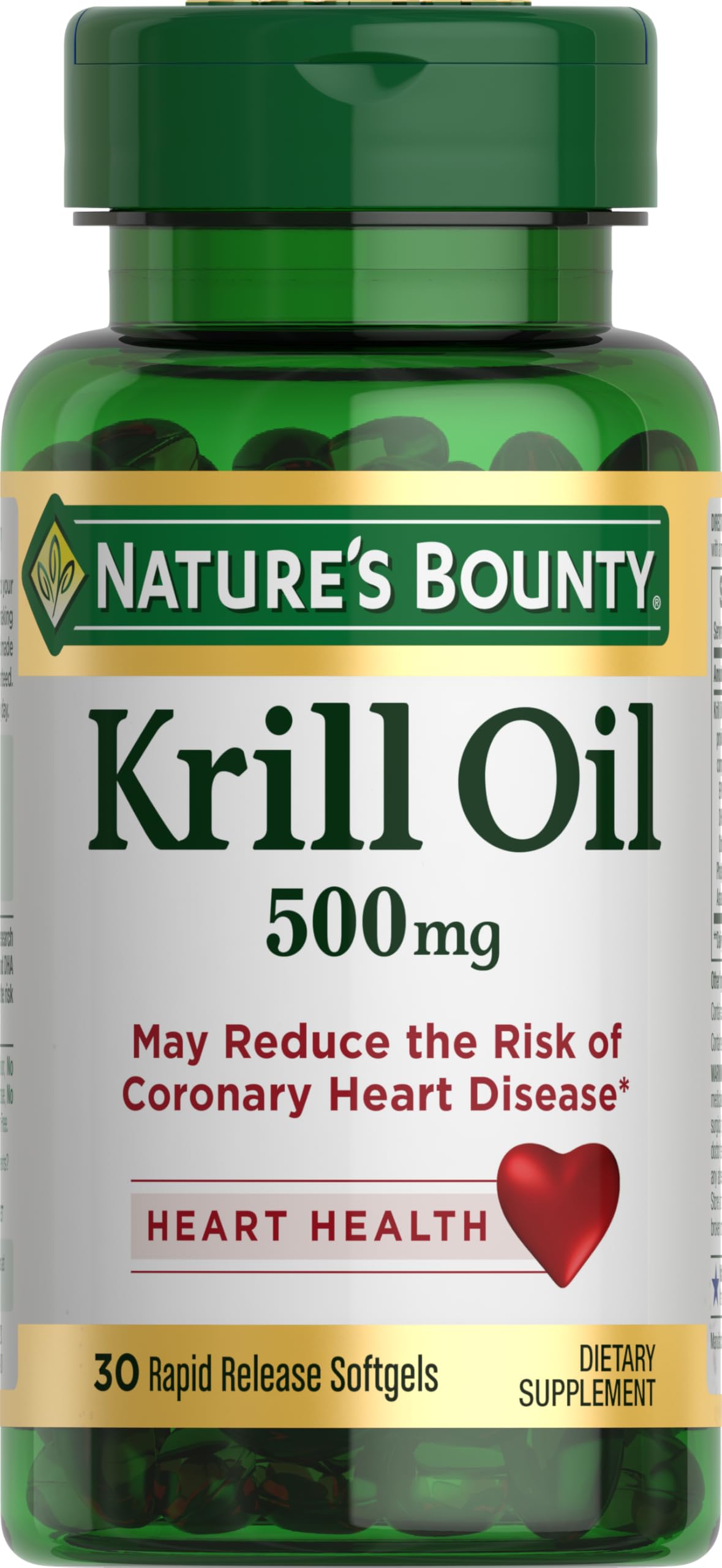 Nature's Bounty frasco frente mostrando 30 softgels y beneficios