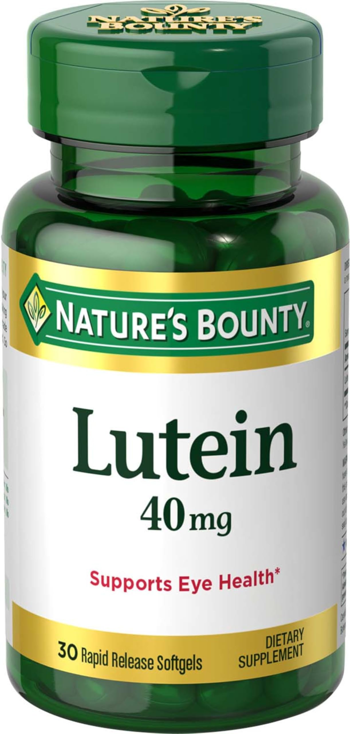 Nature's Bounty bote frontal del producto mostrando etiqueta y cantidad 30 softgels para identificación rápida