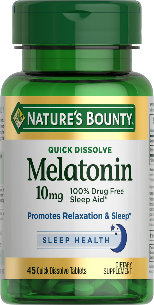 Nature's Bounty envase frontal mostrando 45 tabletas y beneficio conveniencia