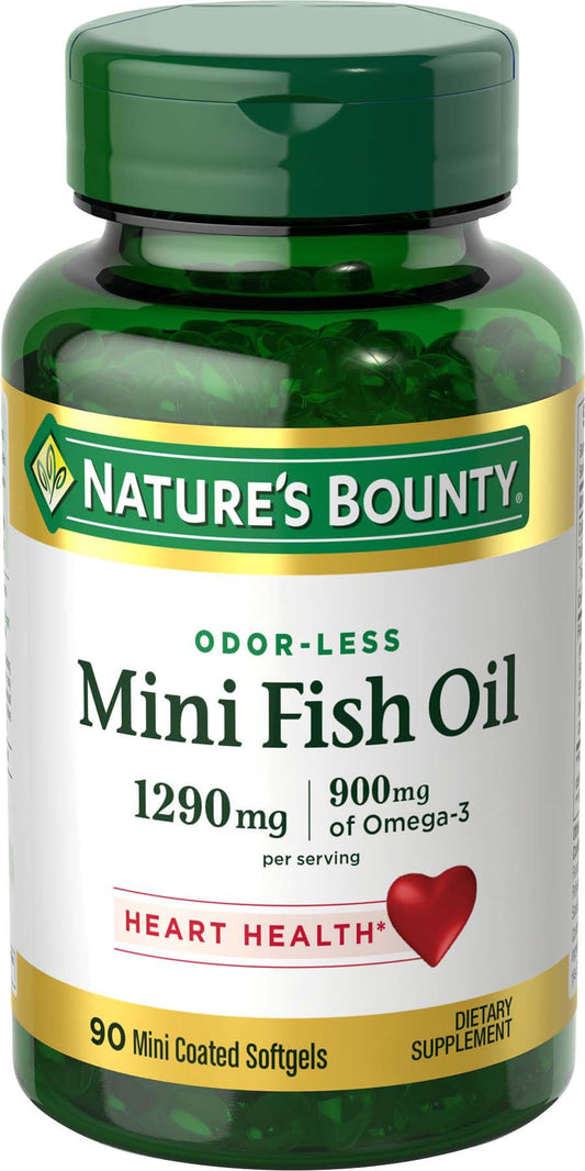 Nature's Bounty empaque frontal mostrando cápsulas mini y beneficios