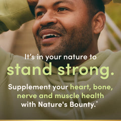 Nature's Bounty etiqueta nutricional visible con información de magnesio