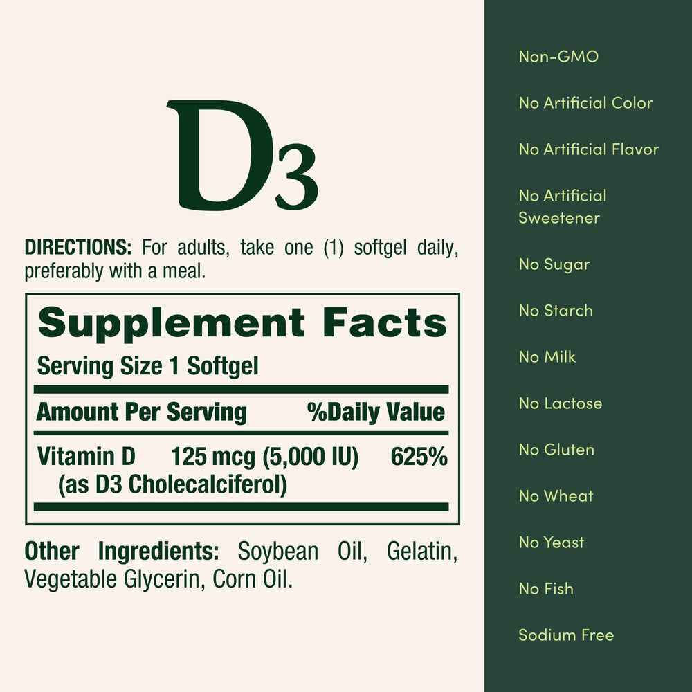 Nature's Bounty etiqueta con información de ingredientes y certificaciones
