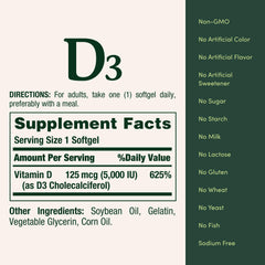 Nature's Bounty etiqueta con información de ingredientes y certificaciones