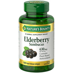 Nature's Bounty frasco frente mostrando 120 cápsulas y beneficios de conveniencia