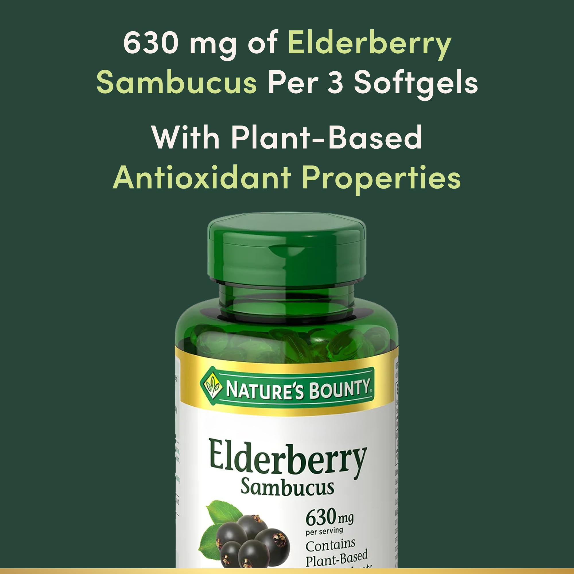 Nature's Bounty primer plano de softgel que muestra textura y fácil ingestión