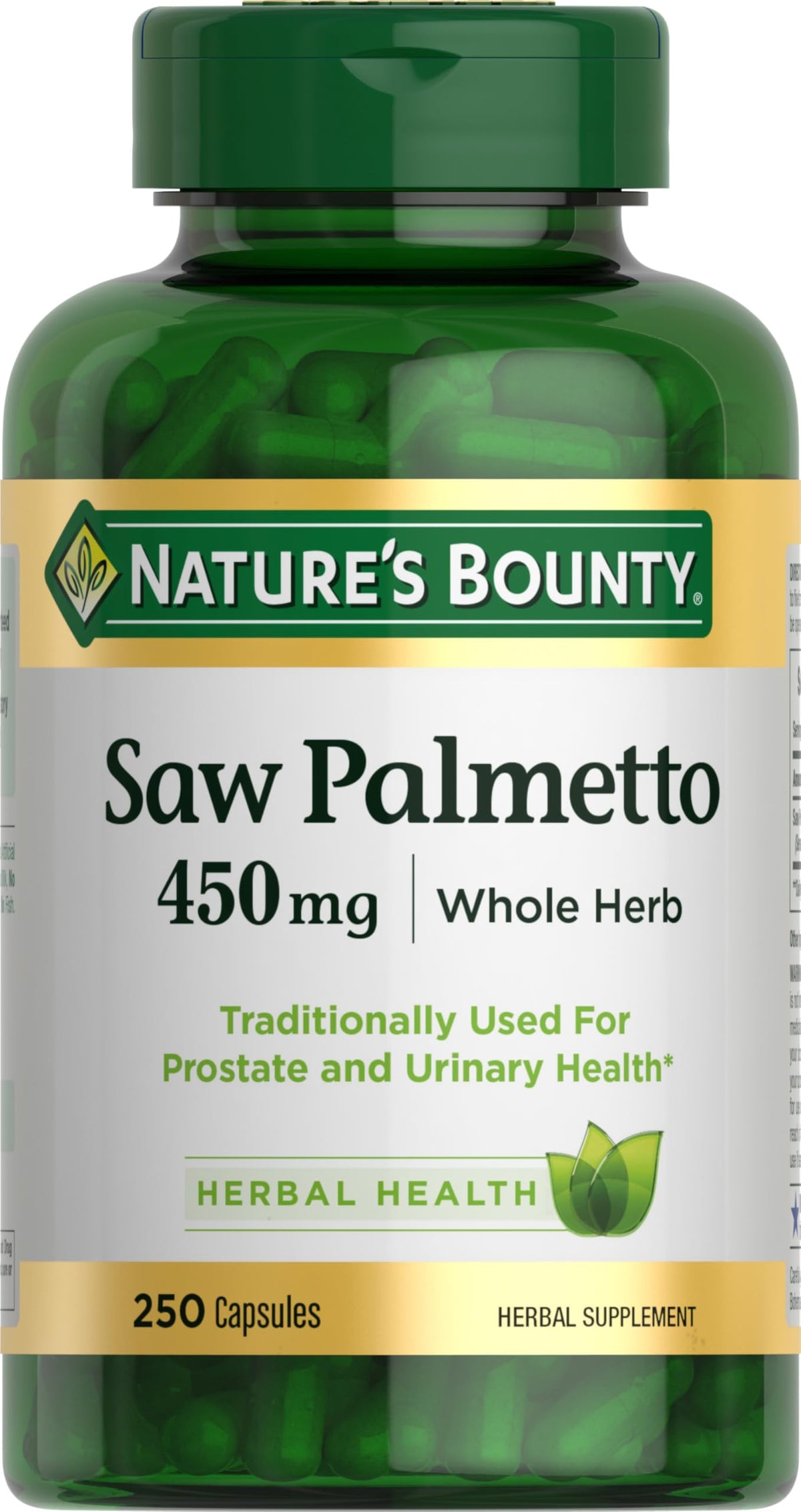 Nature's Bounty envase frontal muestra 250 cápsulas, apoyo prostático