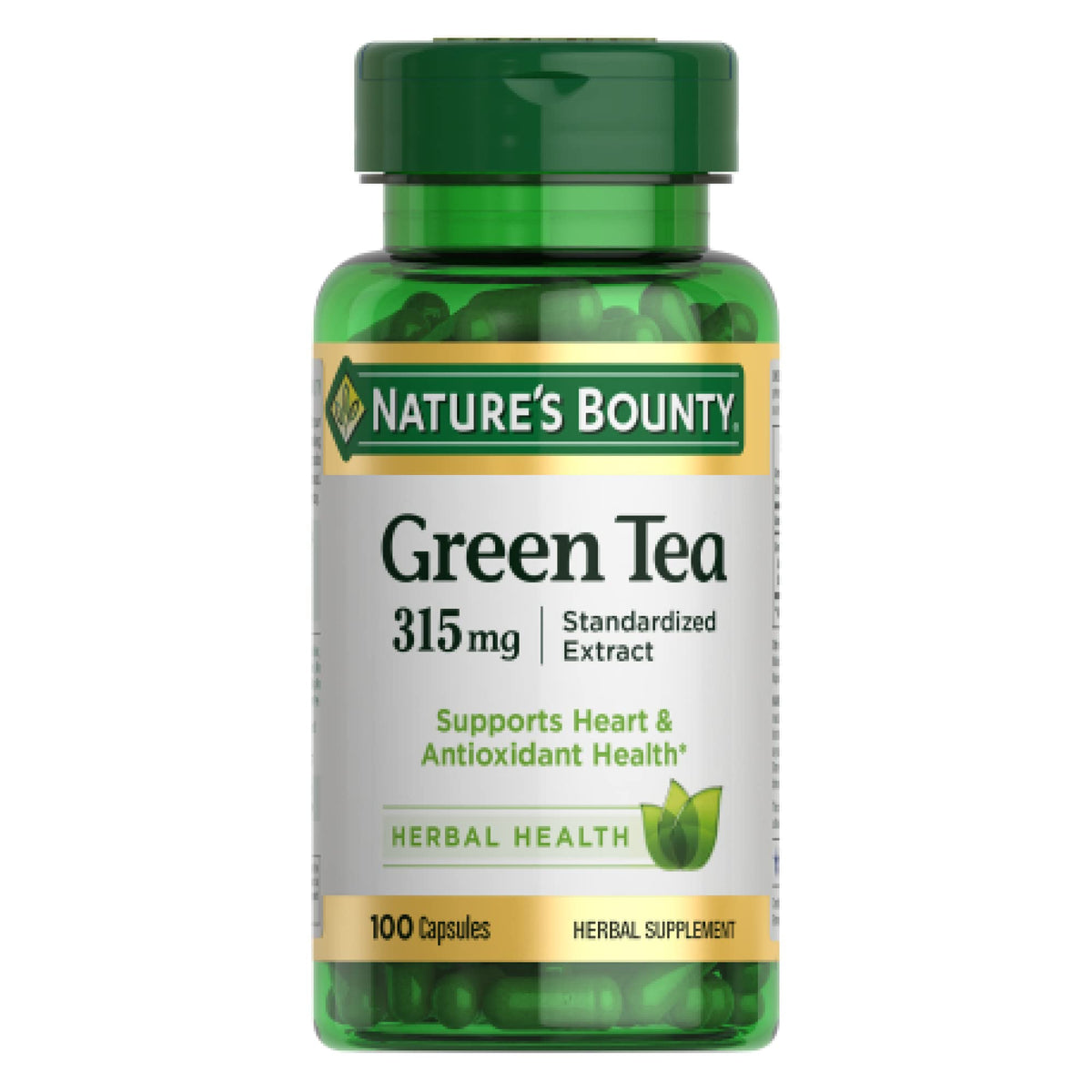 Nature's Bounty frasco frontal mostrando etiqueta y beneficio de EGCG