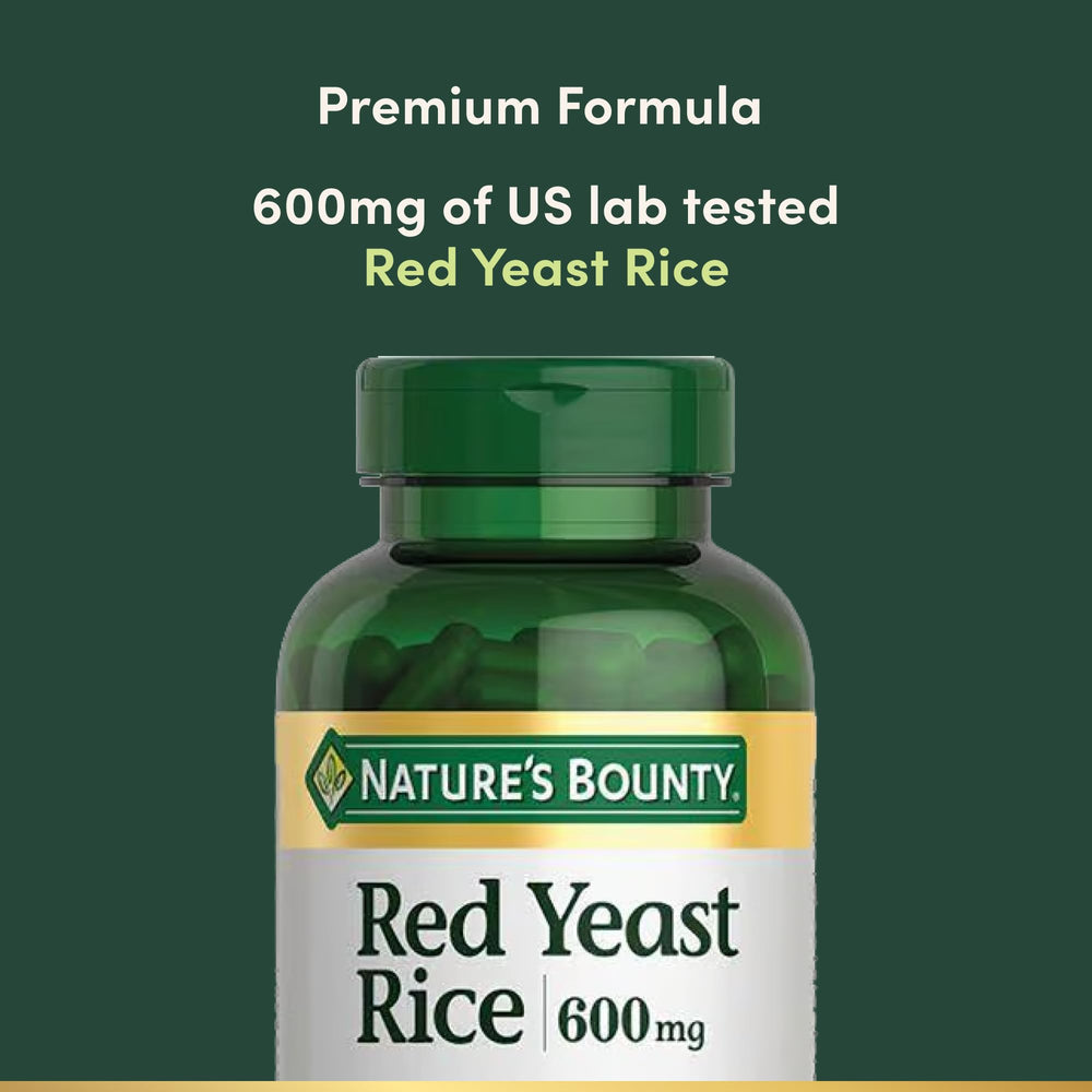 Nature's Bounty polvo de Red Yeast Rice en primer plano, muestra la textura pura
