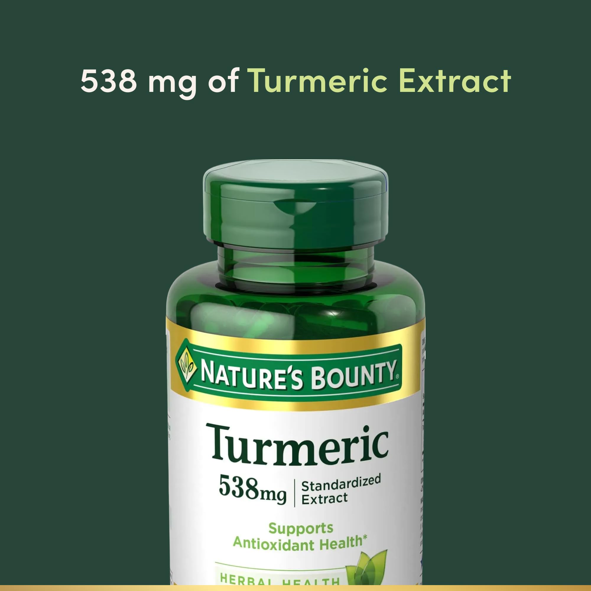 Nature's Bounty etiqueta con 538 mg y información Non-GMO para confianza