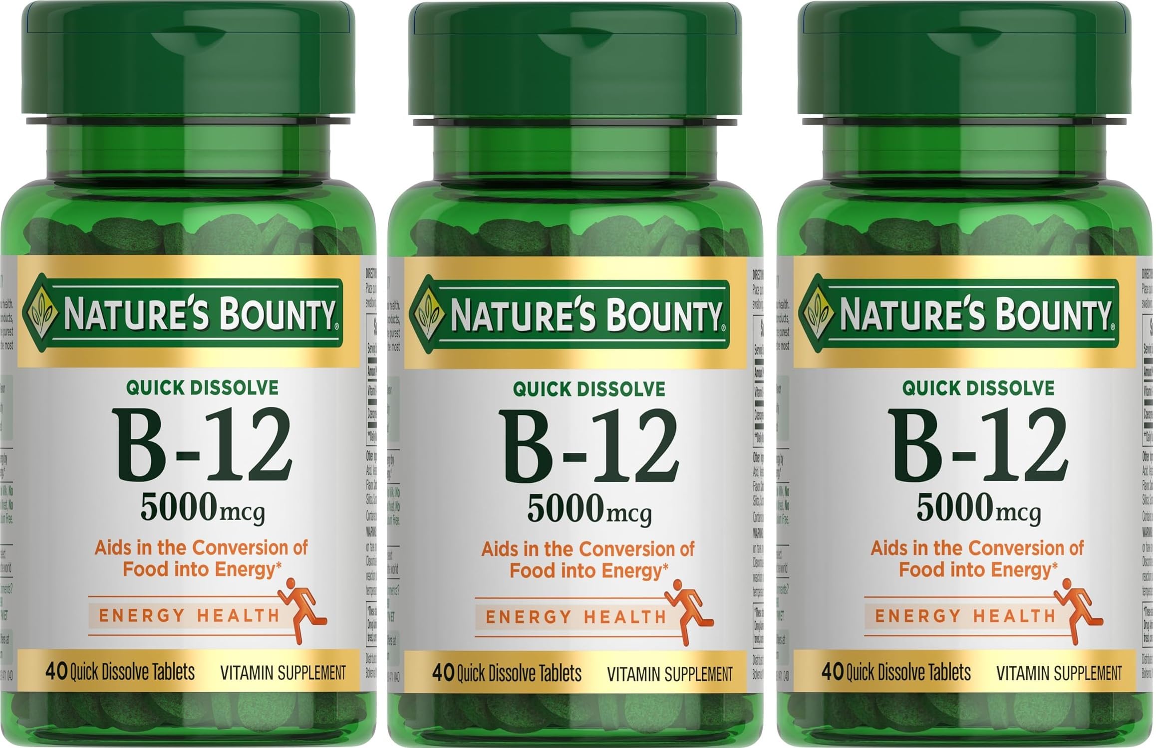 Nature's Bounty frasco frontal mostrando etiqueta y beneficios visibles