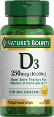 Nature's Bounty envase frontal mostrando 72 softgels y beneficios claros