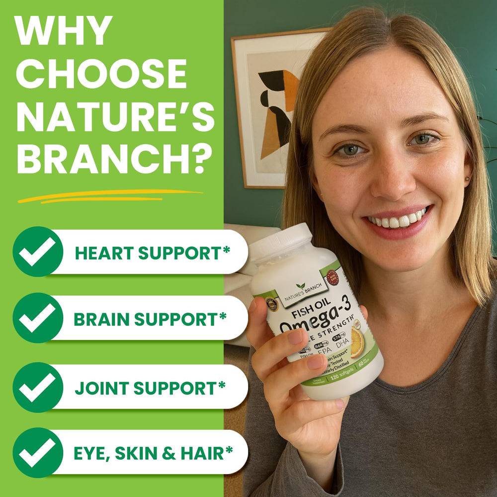 NATURE'S BRANCH primer plano de una cápsula mostrando brillo y pureza