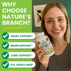 NATURE'S BRANCH primer plano de una cápsula mostrando brillo y pureza