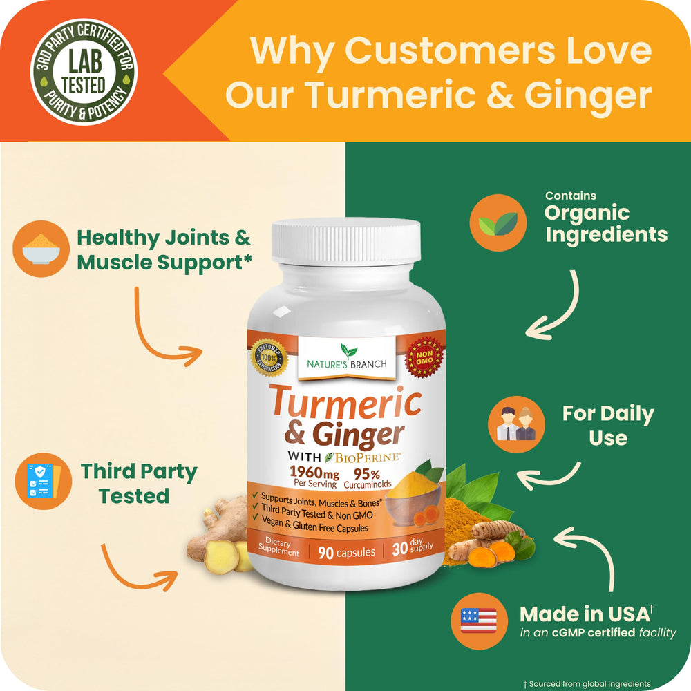 NATURE'S BRANCH cucharada de cúrcuma y jengibre orgánicos que inspira confianza