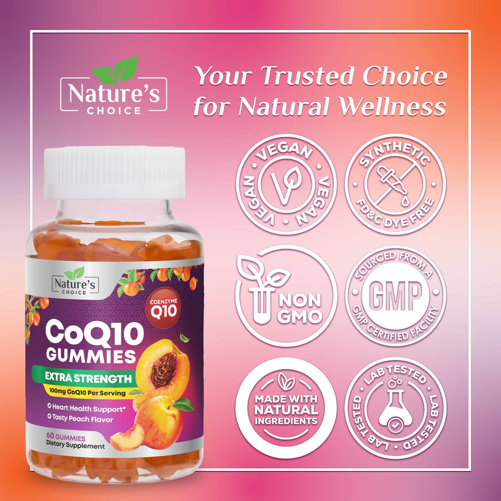 Nature's Choice etiqueta nutricional legible con información de 100 mg