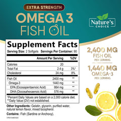 Nature's Choice frasco abierto con softgels visibles y toma conveniente