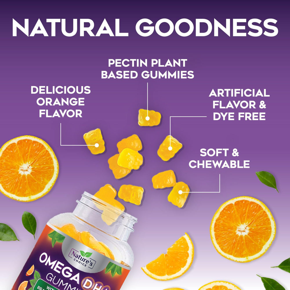 Nature's Choice gominola en mano mostrando cantidad por dosis y conveniencia portátil