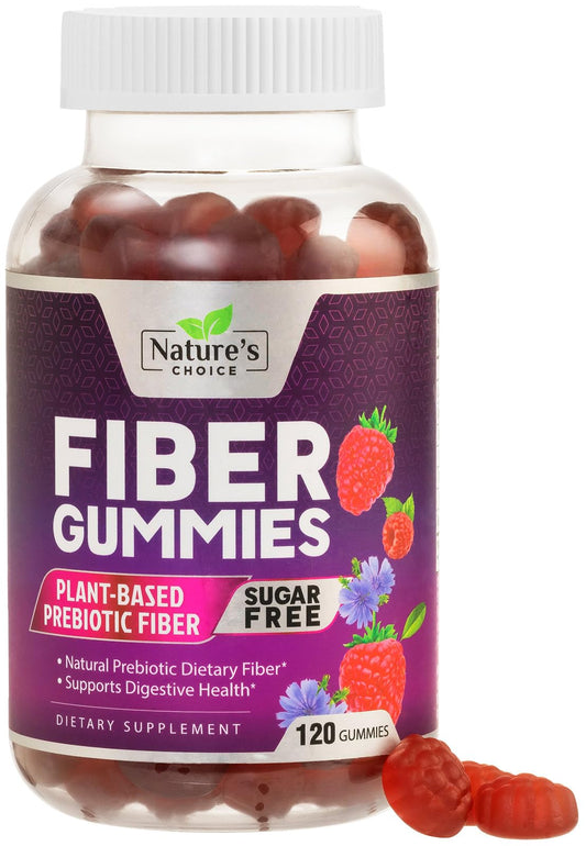 Nature's Choice frasco frontal de gominolas sin azúcar y 120 unidades mostrando envase