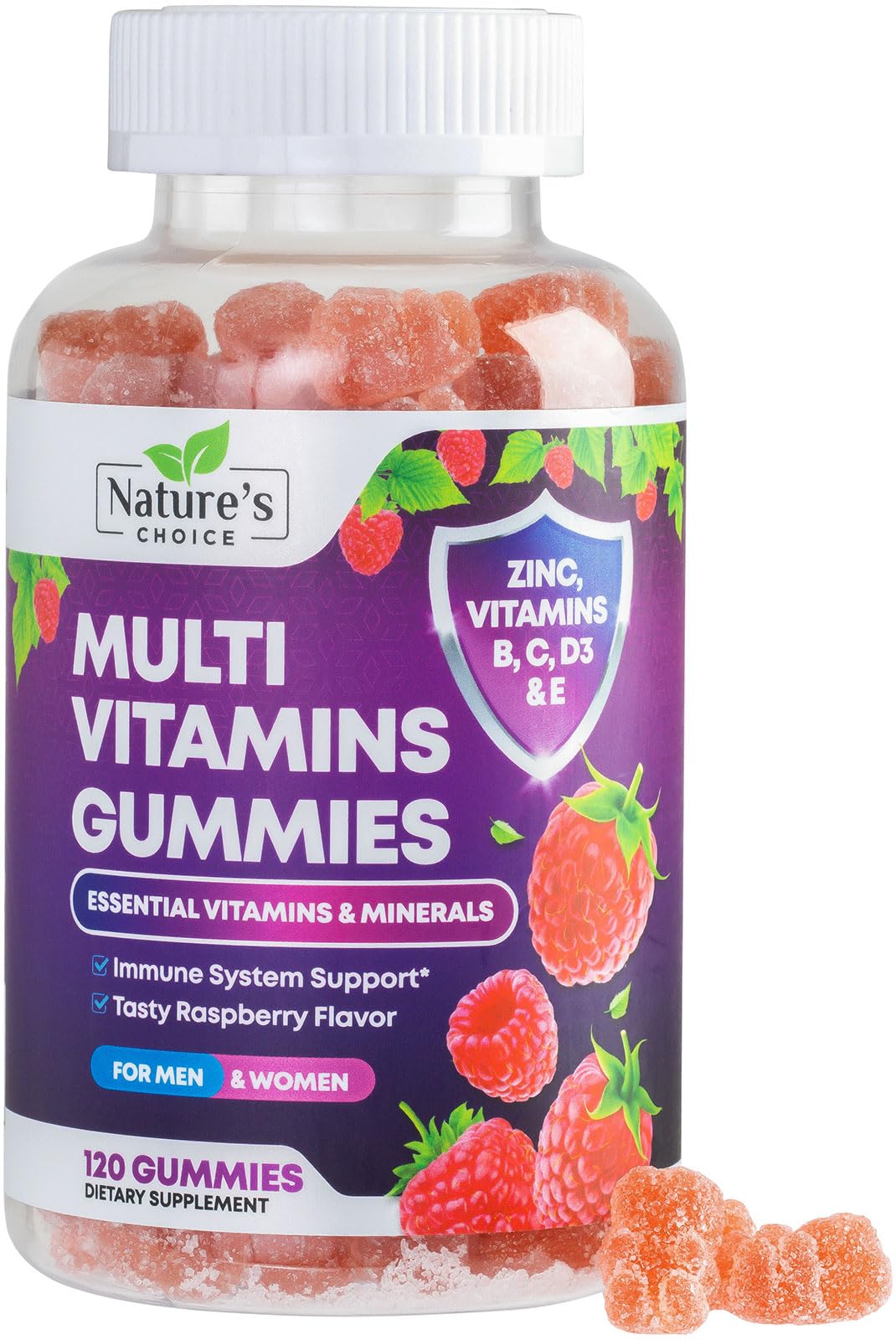 Nature's Choice envase frontal de multivitaminas gomitable, facilita adherencia diaria