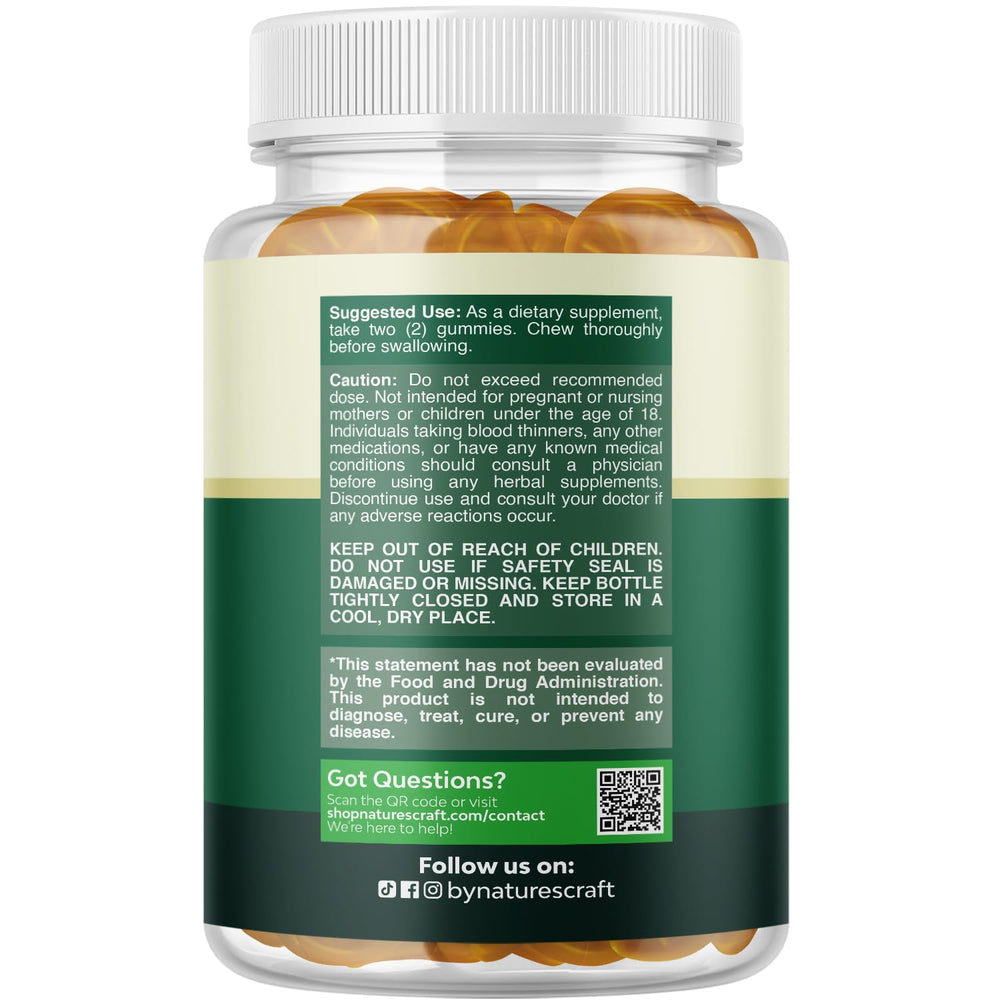 Natures Craft gomitas junto a desayuno equilibrado para uso complementario