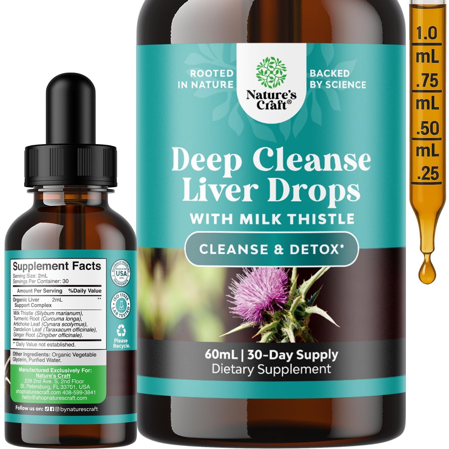 Natures Craft frente del producto mostrando botella y etiqueta, beneficio apariencia profesional