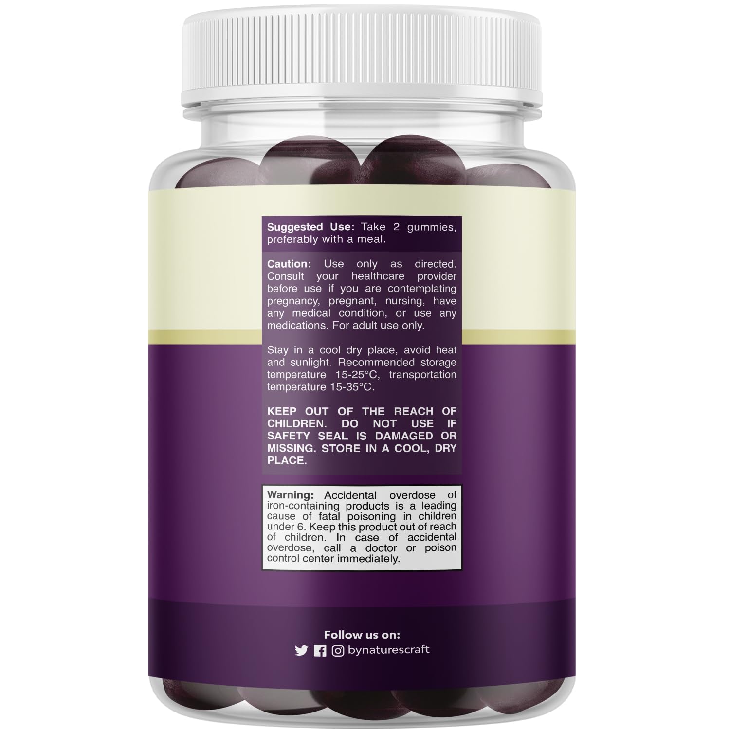 Gomita Natures Craft junto a fruta rica en vitamina C para absorción
