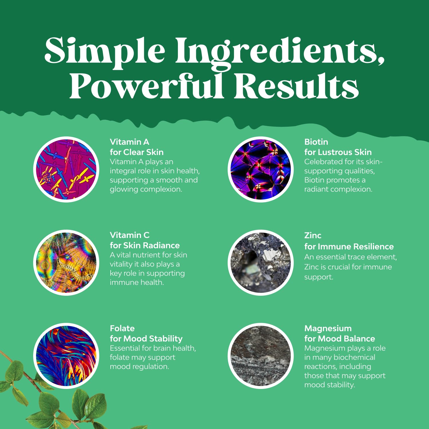 Natures Craft etiqueta de ingredientes, beneficio: transparencia de nutrientes