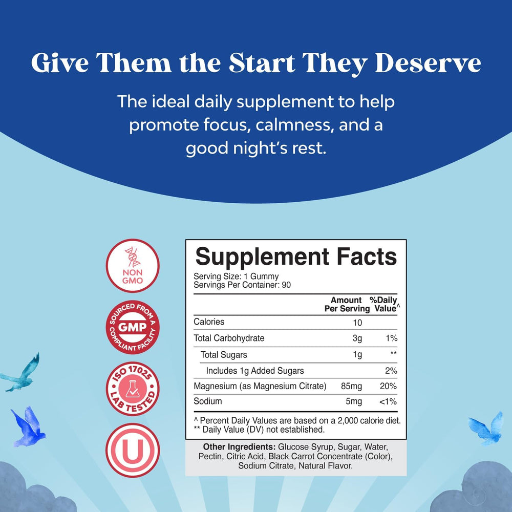 Close-up of Natures Craft Kids Magnesium Gummies raspberry flavor for gentle daily calm