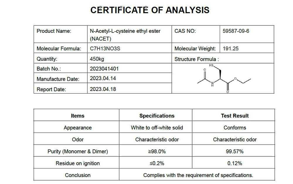 Nature's Fusions certificado de pruebas en laboratorio que ofrece confianza