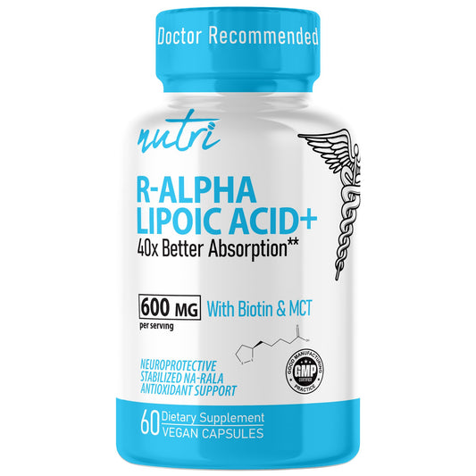Nature's Fusions frasco frontal de RALA 600 mg, presentación clara y confianza