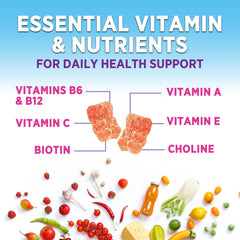 Nature's Gummies etiqueta de ingredientes destacando vitaminas y minerales