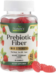 Nature's Gummies frente del envase mostrando 60 gominolas y beneficio conveniencia