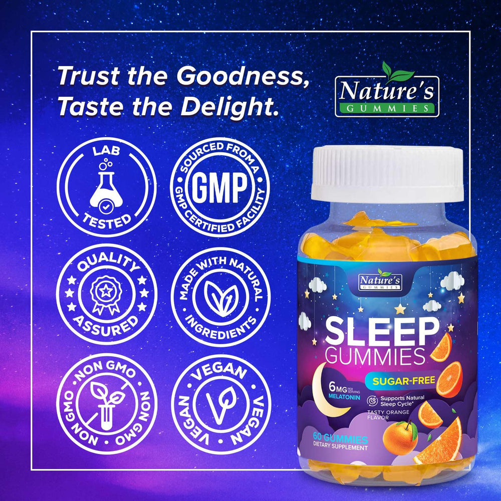 Nature's Gummies gomita en mano mostrando escala y dosificación clara