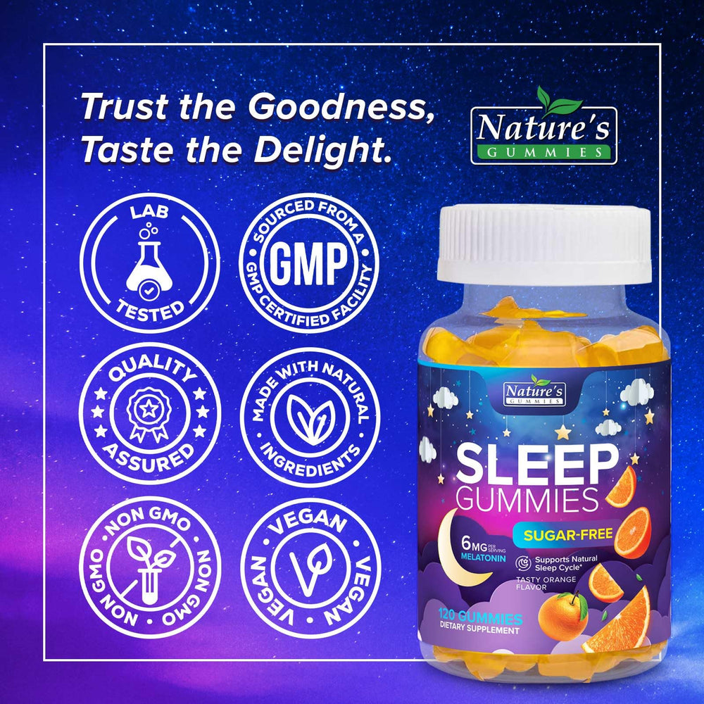 Nature's Gummies gomitas en mano para mostrar tamaño real y dosificación visual