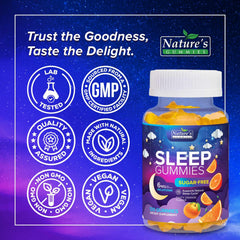 Nature's Gummies gomitas en mano para mostrar tamaño real y dosificación visual