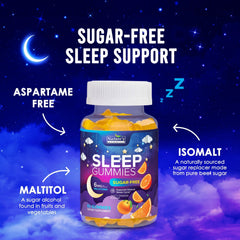 Nature's Gummies mesita de noche con gomitas promoviendo rutina nocturna
