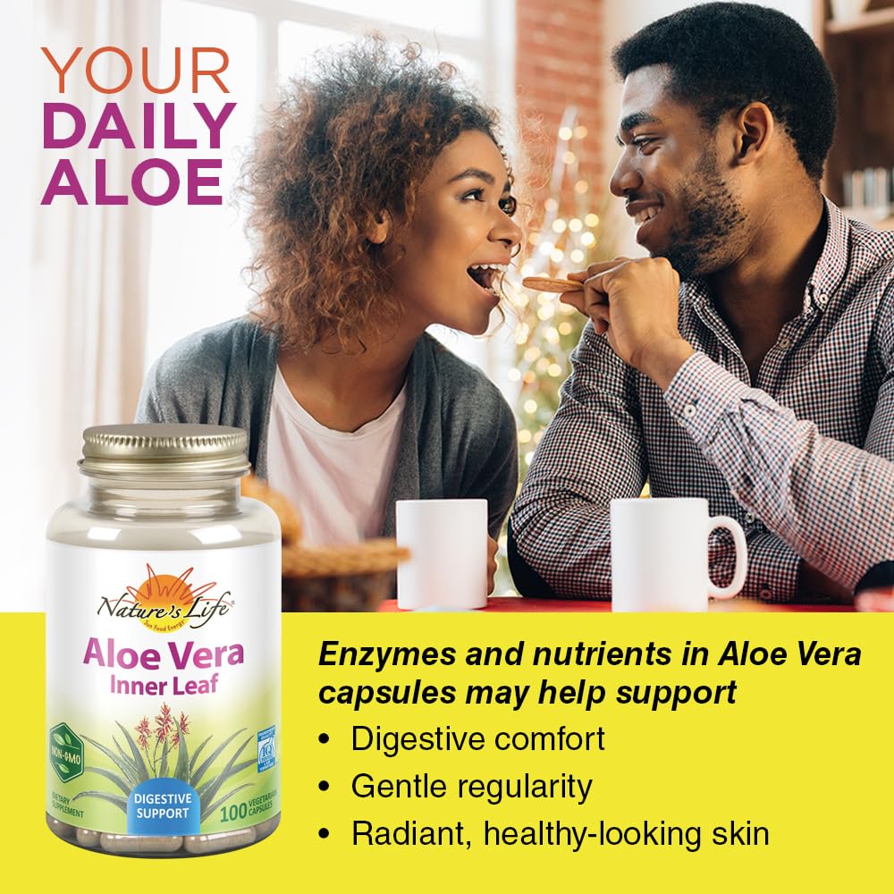 Nature's Life primer plano del gel de aloe que ilustra pureza