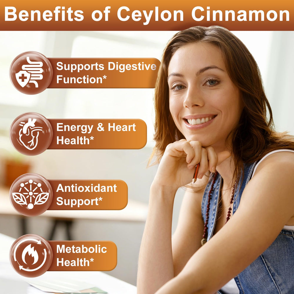 Mano sosteniendo varias softgels Nature's live Ceylon Cinnamon, facilidad para tragar
