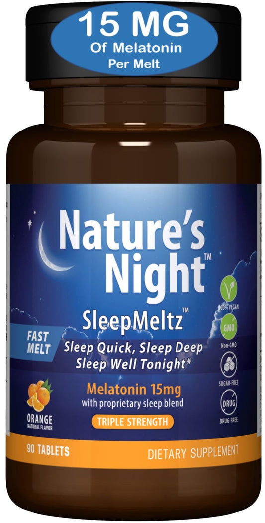 Nature's Night frente del empaque mostrando 90 unidades y beneficios claros