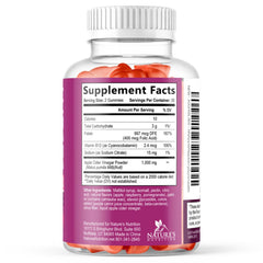 Nature's Nutrition gominolas junto a una regla para comparar tamaño