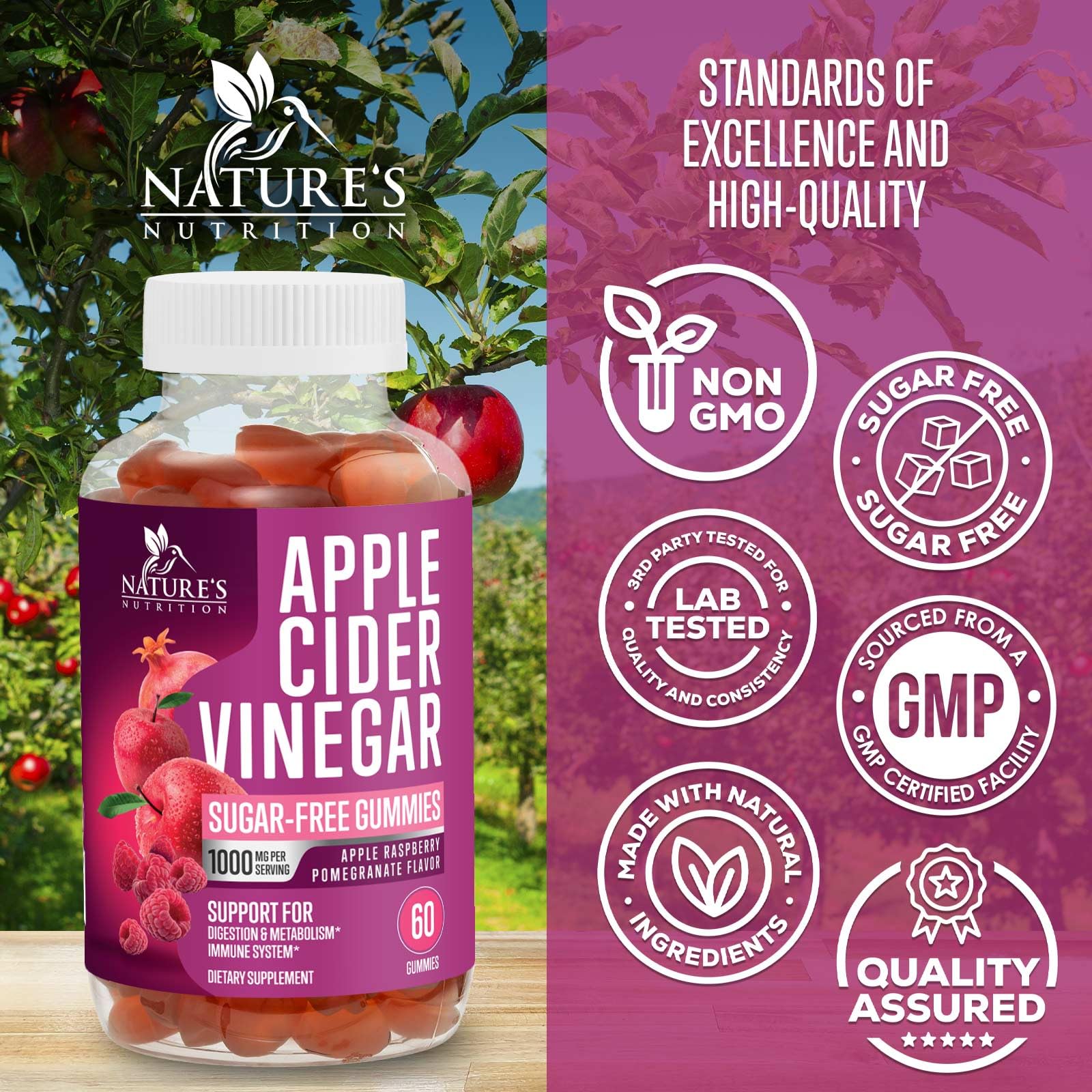 Nature's Nutrition etiqueta con lista de ingredientes y beneficios claros