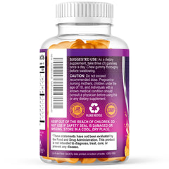Nature's Nutrition envase abierto con gomitas dispersas para visual de cantidad