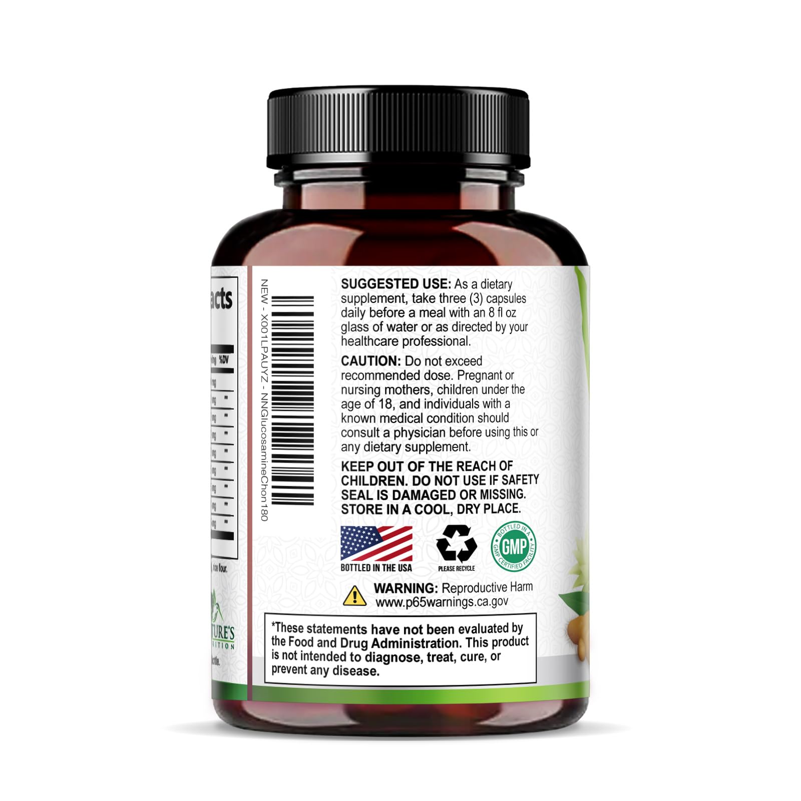 Nature's Nutrition frasco abierto con cápsulas accesibles y ordenadas