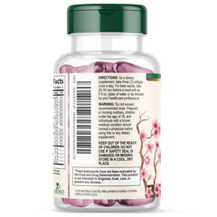 Nature's Nutrition botella con ingredientes naturales sobre madera para contexto