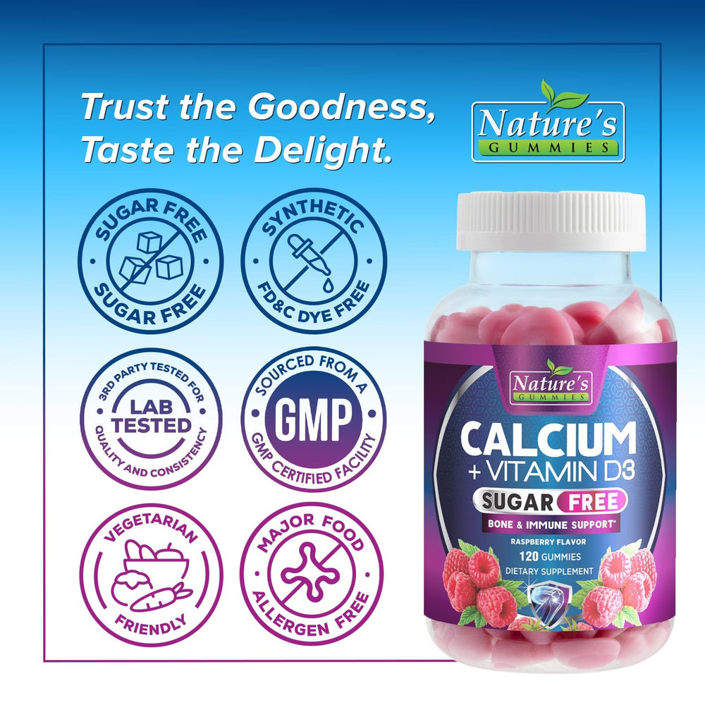 Nature's Nutrition envase abierto con gomitas visibles, transparencia y suministro prolongado