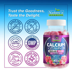 Nature's Nutrition envase abierto con gomitas visibles, transparencia y suministro prolongado