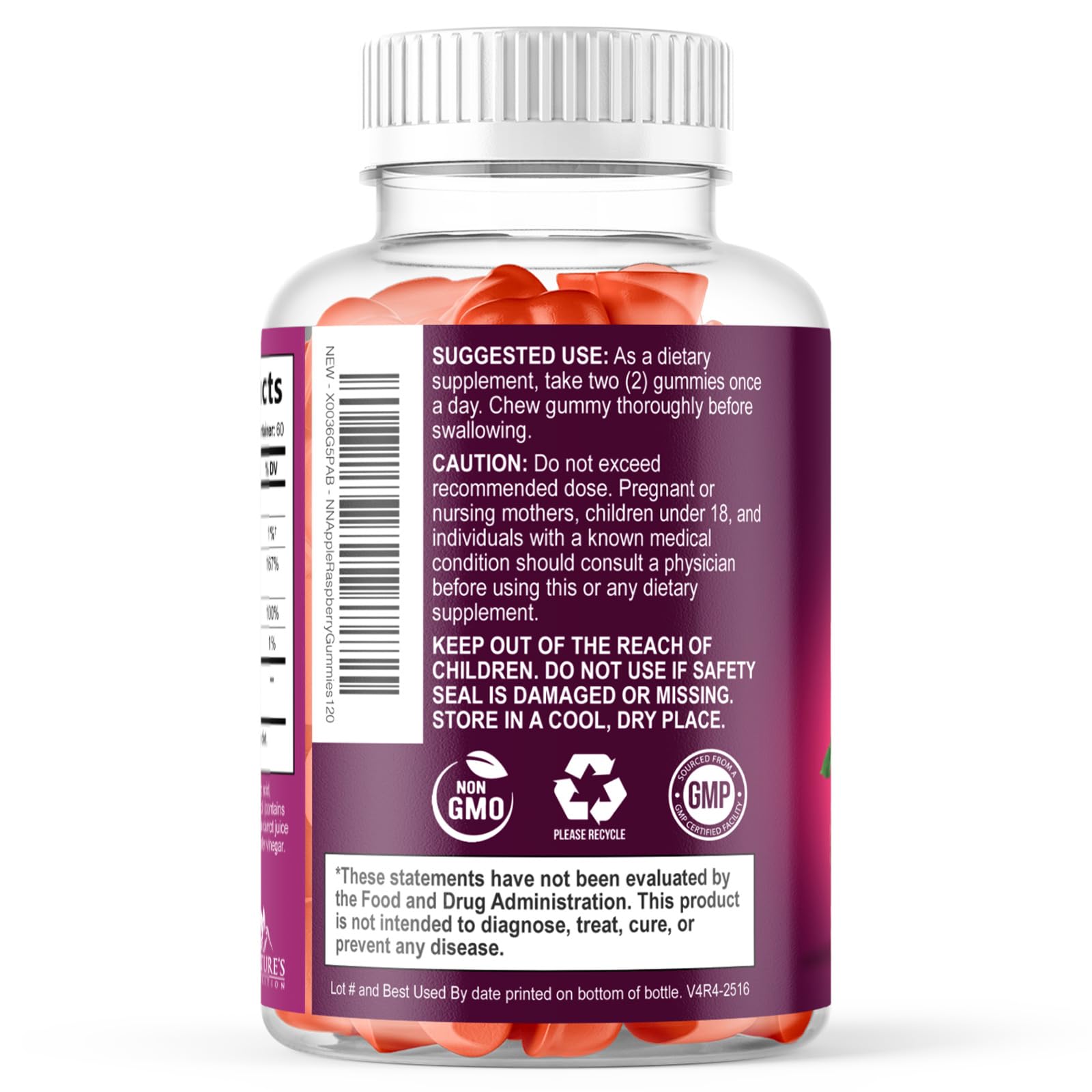Nature's Nutrition cierre del tarro y dosificador mostrando frescura